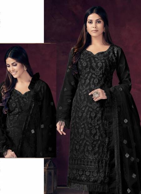 Black Colour Ramsha R-512 NX New Designer Georgette Salwar Suit Collection 512 B